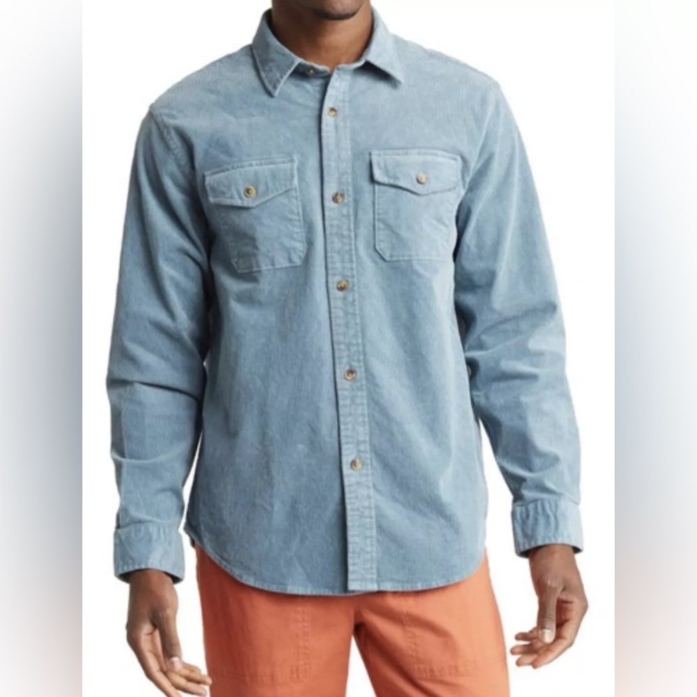 Brooks Brothers Men's Corduroy Button Up L/S Shirt Jacket Light Blue XL NWT